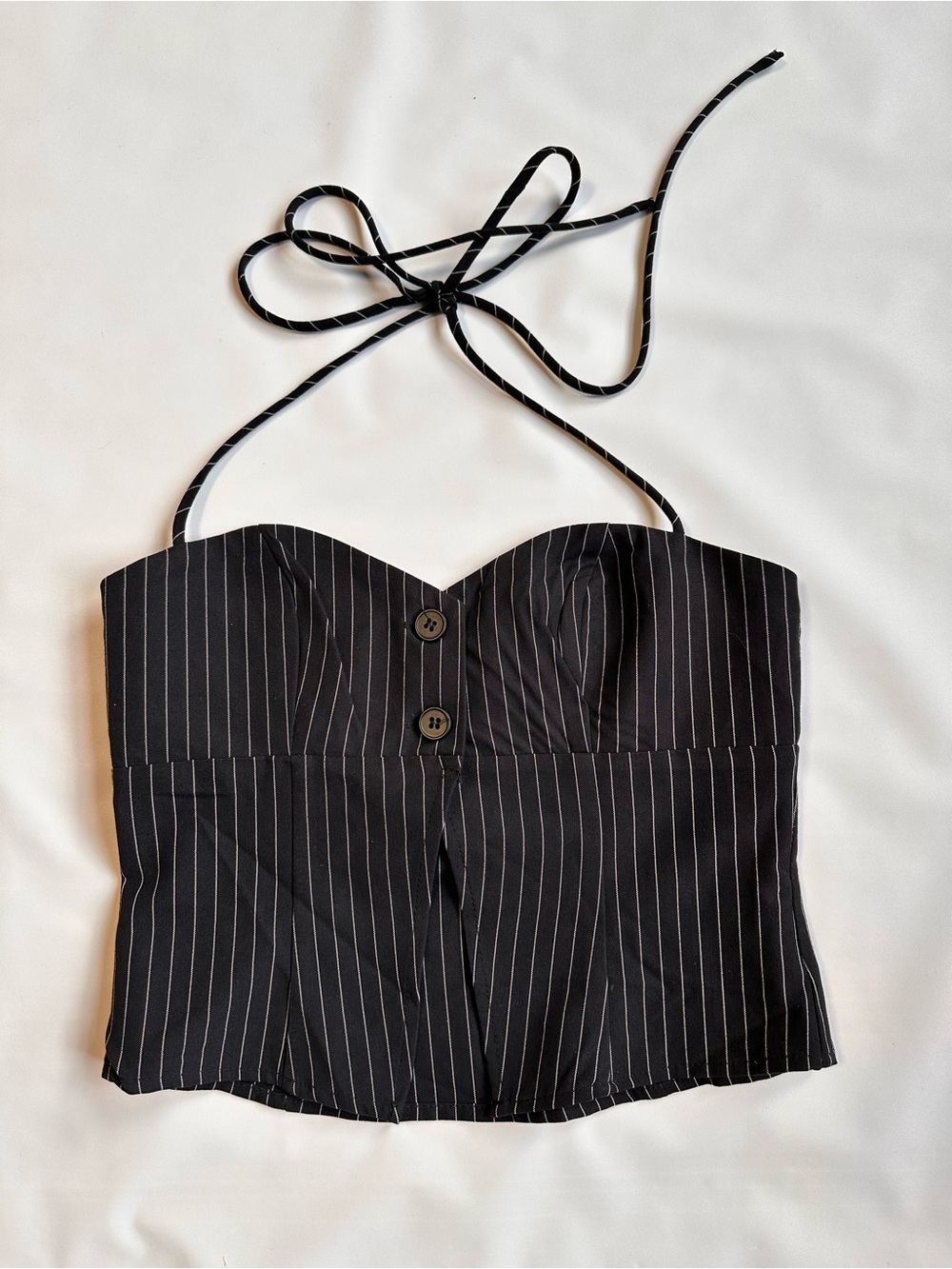 Princess Polly Black Pinstriped Halter Bustier